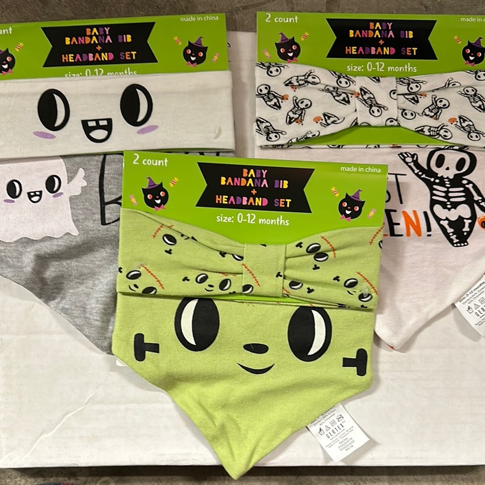 Green and Gray Bibs with Fun Designs